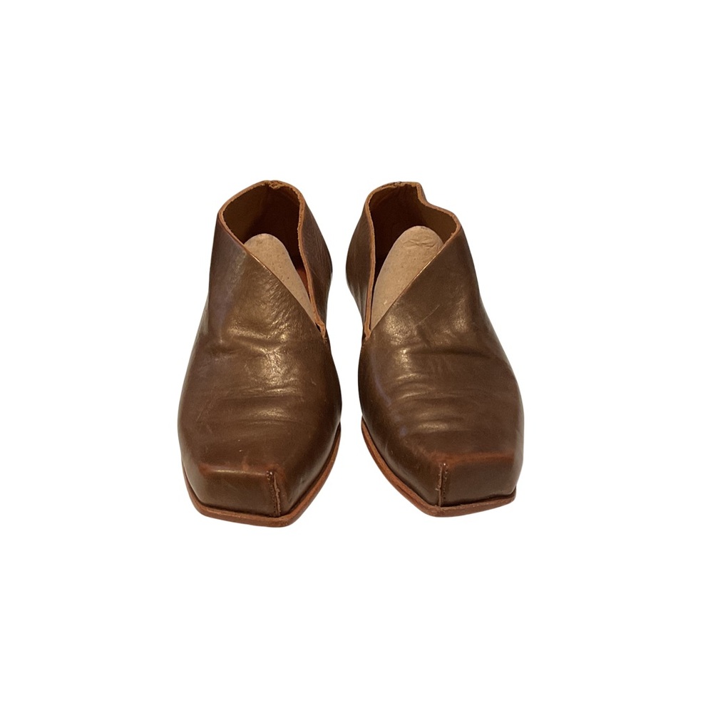 Cydwoq Vintage Handcrafted Bronze Leather Women's Shoes with Wooden Heel
